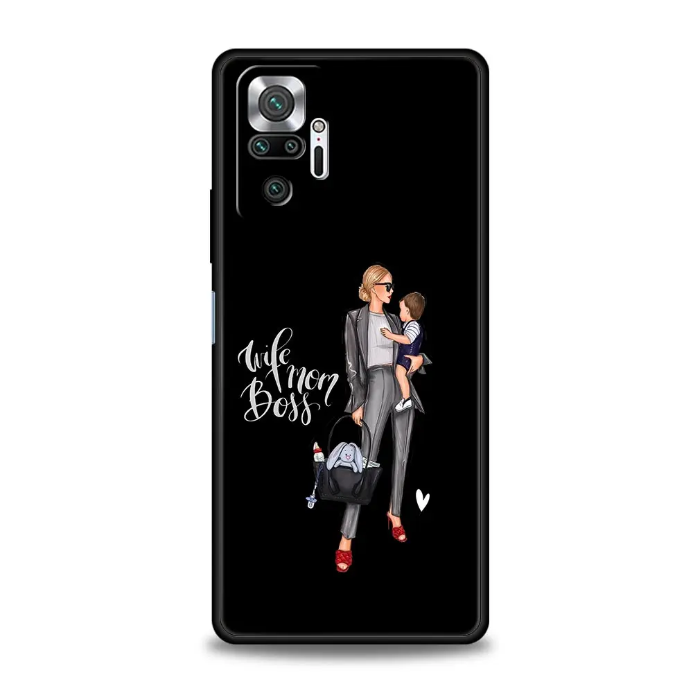 Stylish Black Brown Hair Mom and Baby Girl Phone Case Cover