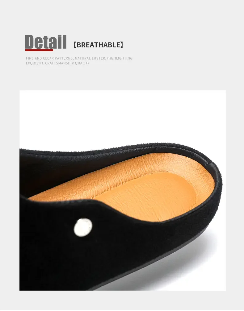 Office Casual Soft Bot Mule Slippers Men's Large Size Slip-On Clog Sle Breathable Flat Heel PU Leather Men oes
