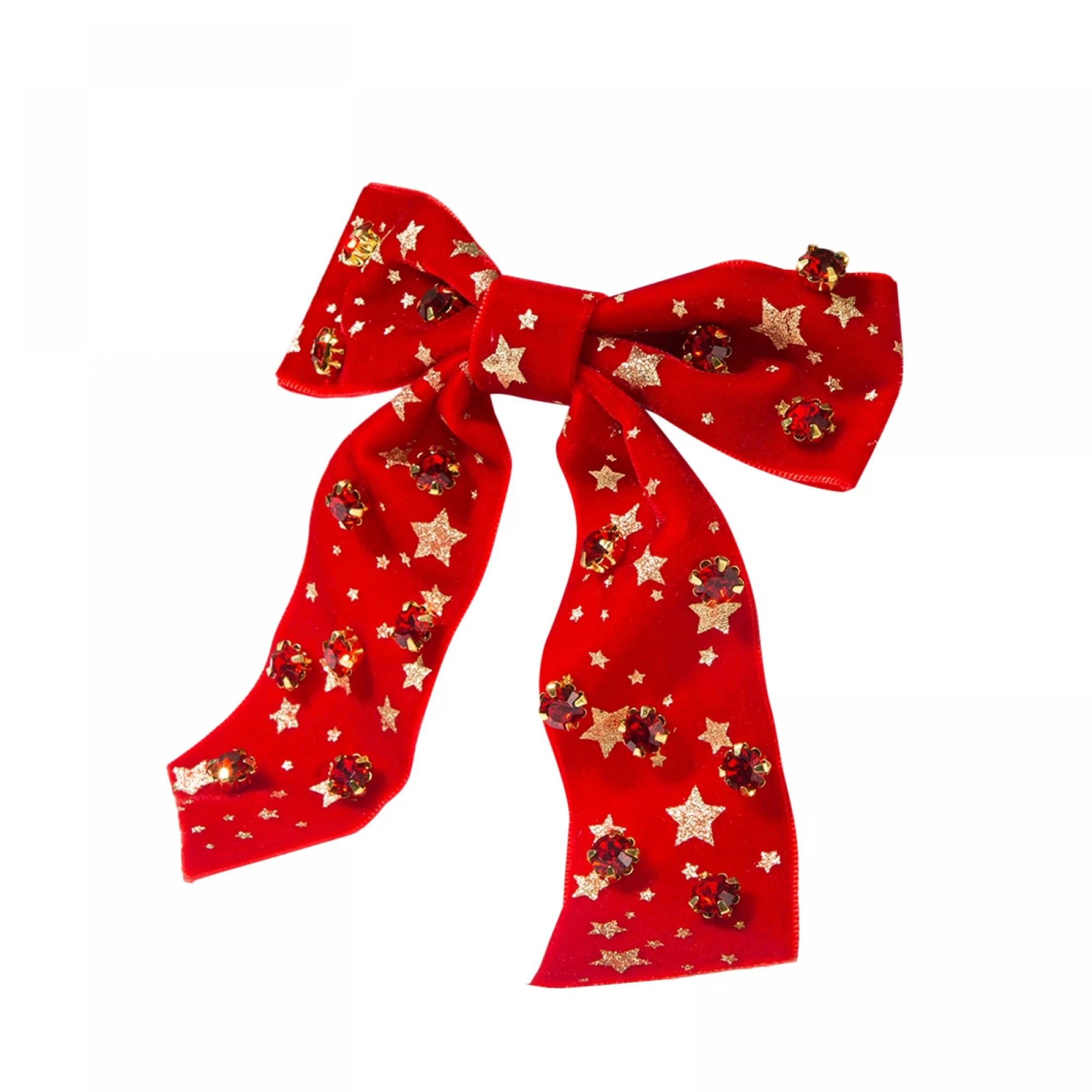 Festive Red Velvet Bow Headband with Sparkling Rhinestones for Women and Girls - Holiday Hair Accessory for Christmas Parties