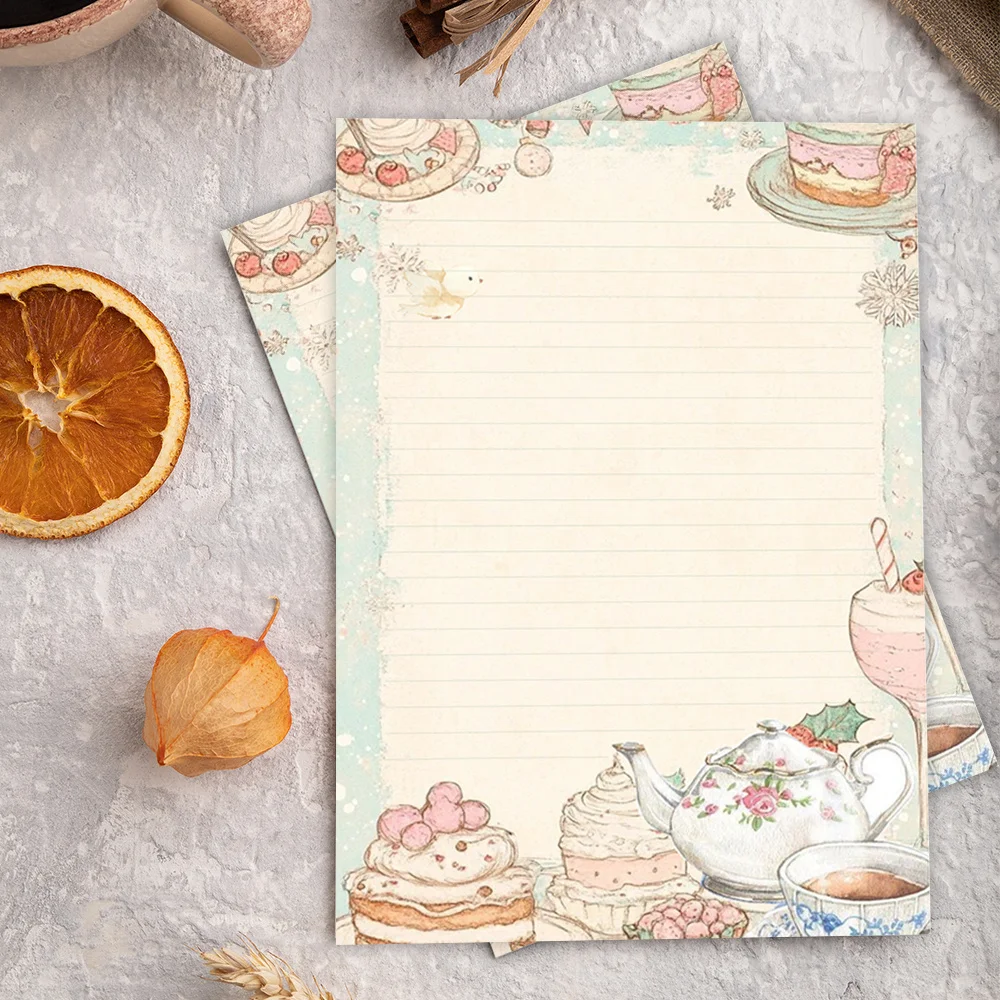 30 fogli. Carta da Lettere B5 Disegnata a Mano, Stile Acquerello, Blocco Note Staccabile, Adatto per Scrivere Lettere - immagine 5