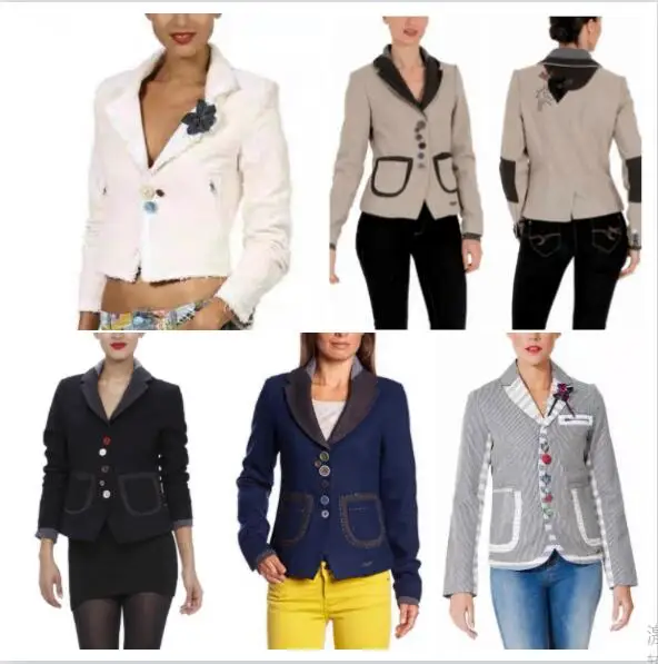 

Foreign trade Spanish women's suit jacket slim fit fashion embroidery print personality short coat stitching many suits