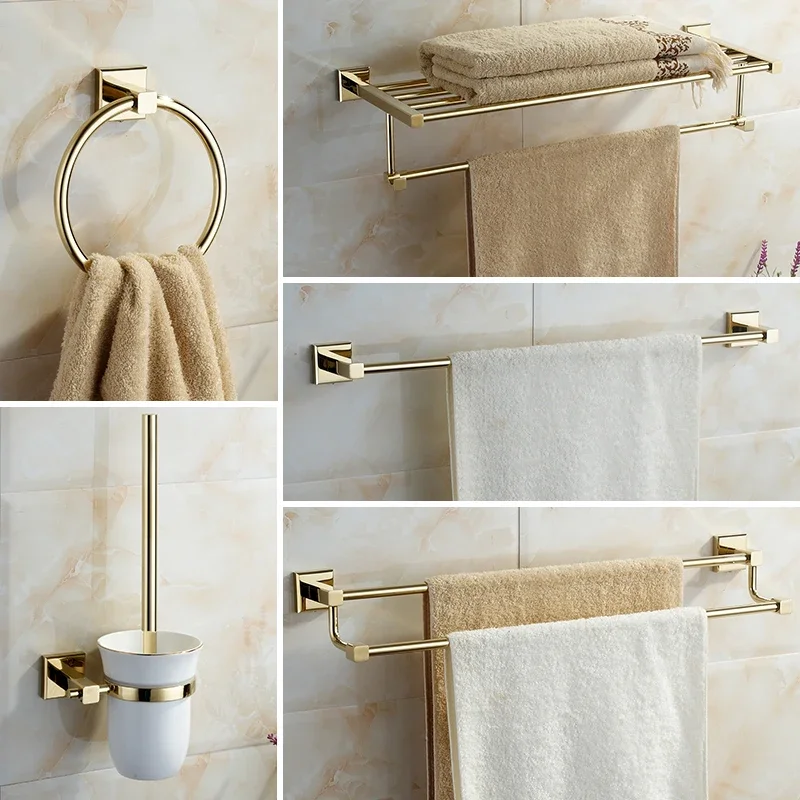 

Vidric gold style Bathroom Accessories Towel Bar Paper Holder Toothbrush Holder Bath Towel ring Bathroom hardware set