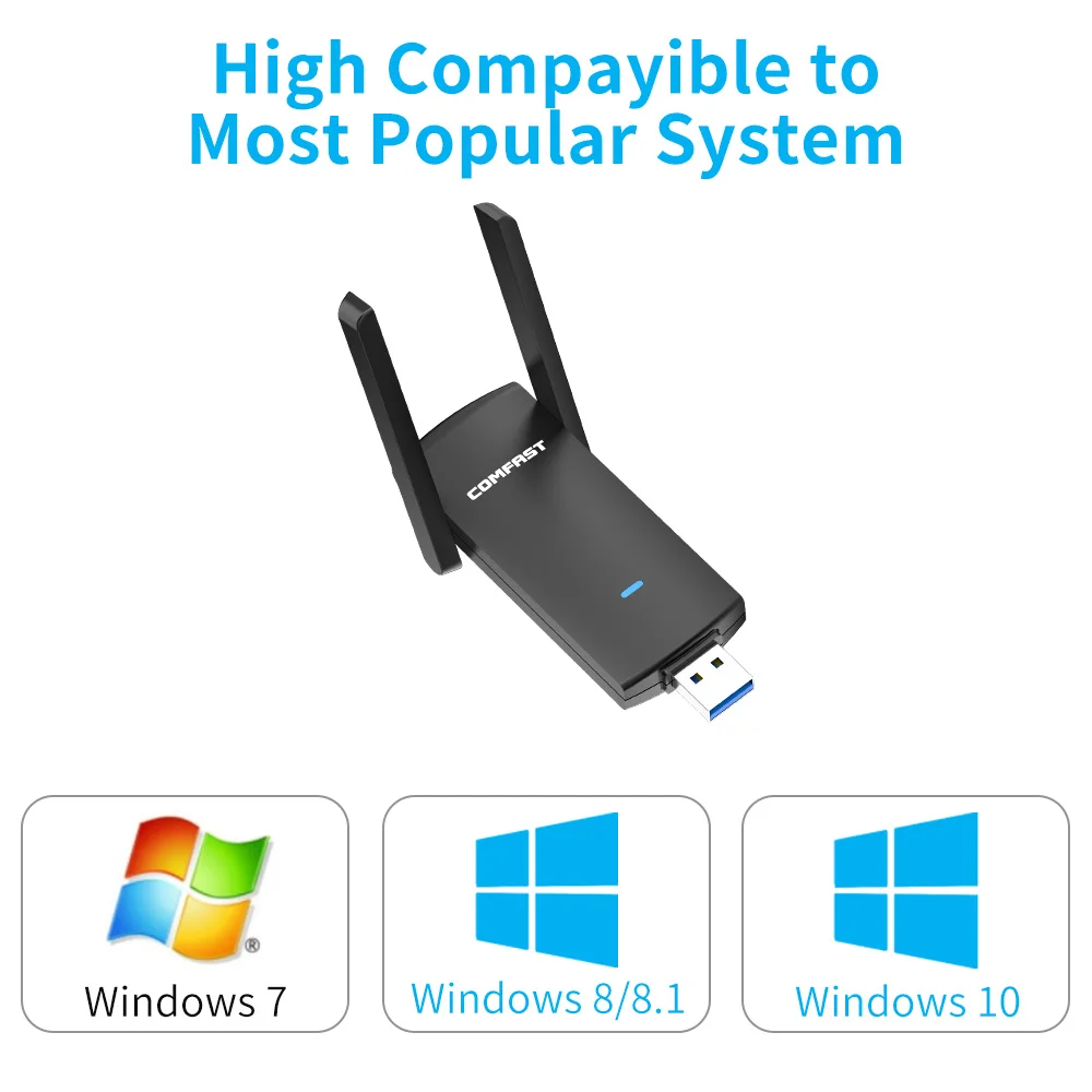 USB Wifi Adapter 1300Mbps RTL8812BU Dual Band  for PC Black Ethernet Wi-Fi Dongle External Antenna  Wi Fi Receiver Network Card