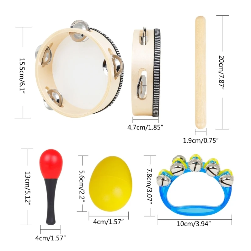 Y1UB 5 Pieces Musical Percussion Drum Set Toddlers Musical Instruments Music Toy