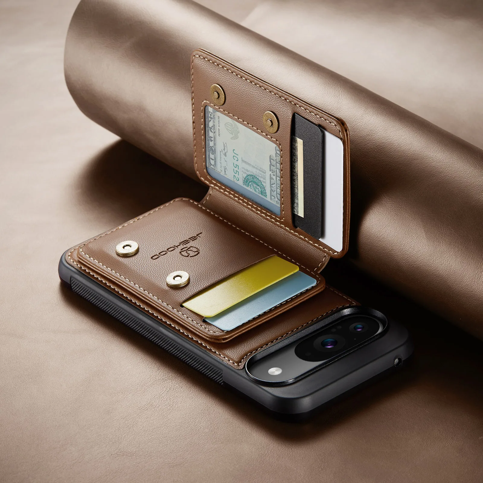 2-i-1 avtagbart magnetiskt korthållare plånboksfodral i läder för Google Pixel 9 Pro XL 9Pro avtagbar väska ficka RFID telefonfodral_voghion.com