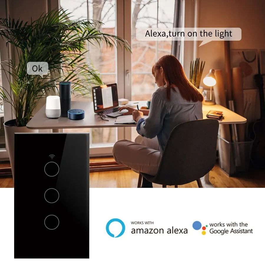 ZEYLINK Interruptor Inteligente Wifi Alexa Google Home Pack 3U