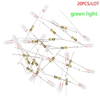 20Pcs Green Indicator Neon Light Sign F4 Neonlight With Resistor Glow Lamp Accessories  4*10mm