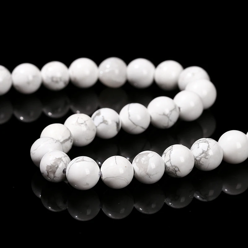 Natural Stone White Turquoise Beads Round Loose Spacer Howlite For Jewelry Making Handmade Bracelet Diy Necklace Accessory 15