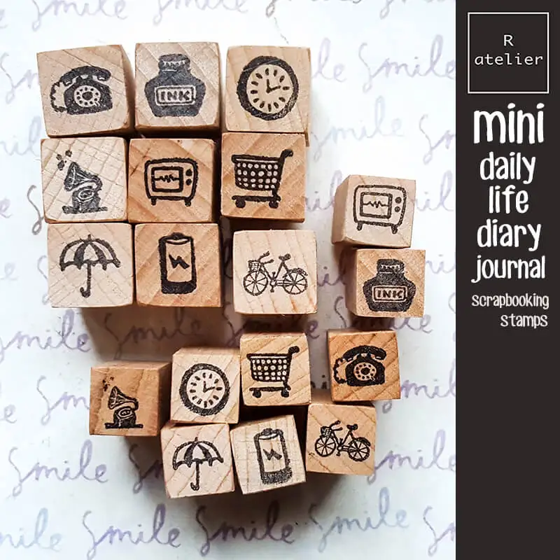 Wooden Stamps Mini Stamp Scrapbooking Daily Life Journaling Supplies Tiny Cute Wooden Stamps