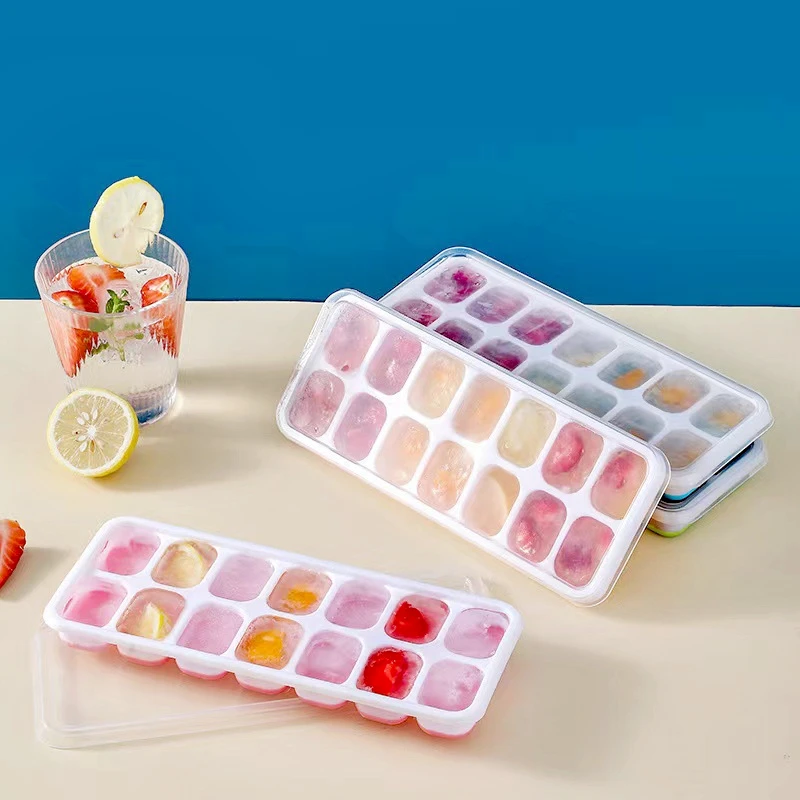 14 Grid Ice Cube Tray Reusable Ice Cube Mold Silicone Base Durable Bar Wine Block Maker Ice-cream Chocolate Making Tool