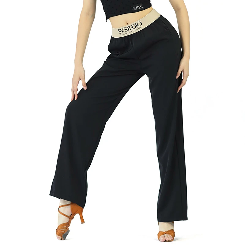 Latin Dance Pants Women Black Ballroom Practice Wear Tango Dancewear