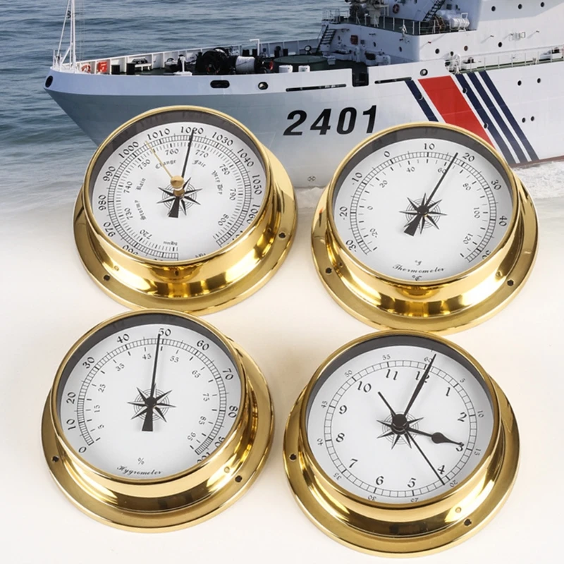Wall Mounted Thermometer Hygrometer Barometer Watch Tidal Clock Weather Station Indoor Outdoor 115mm