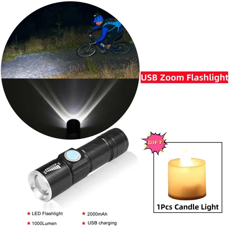 

Mini LED COB Torch Flashlight USB Charging Glare Telescopic Zoom Bright Portable Lighting Camping Lantern Tent Fishing Lamp