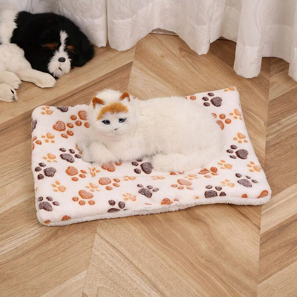 1pc-Plush small pet mattress for warm winter, thick cotton pad for cute pets, comfortable bedding blanket