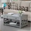 Coventry 36" Coffee Table with Drawer and Two End Tables with Tray Set of 3 Fresh and clean Gray 6
