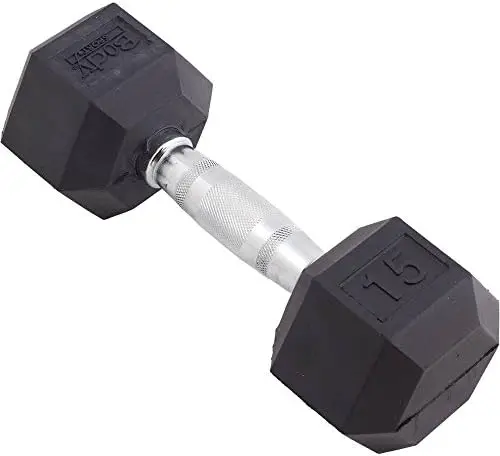 

Rubber Encased Hex Dumbbell Weight, Single \u2013 Dumbbells for Exercises \u2013 Strength Training Equipment \u2013 Home Gym Acc