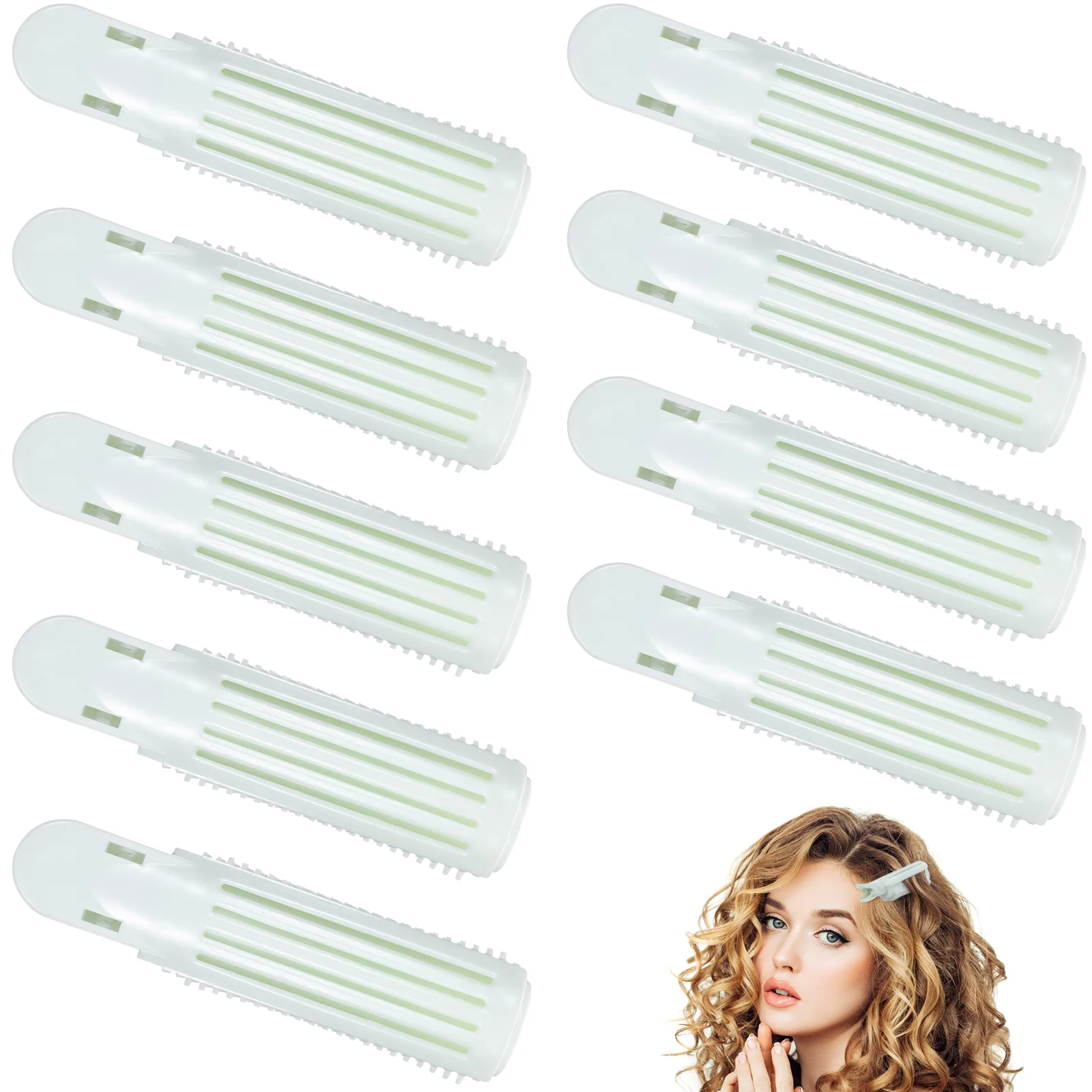 10 Pcs Curlers Hair Styling Tools Rollers No Trace Root Clips for Curly Volume Bangs Volumizing Abs Short