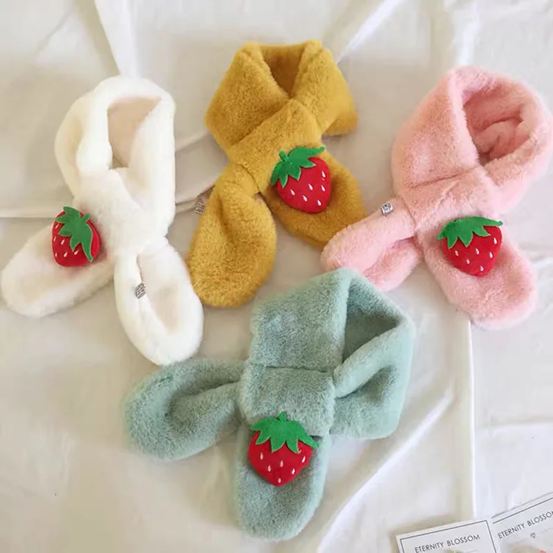 Kids Winter Scarves Faux Fur Collar Thickening Warm Shawls Boys Girls Cute Soft Comfortable Warmer Neckerchief Lovely Scarves