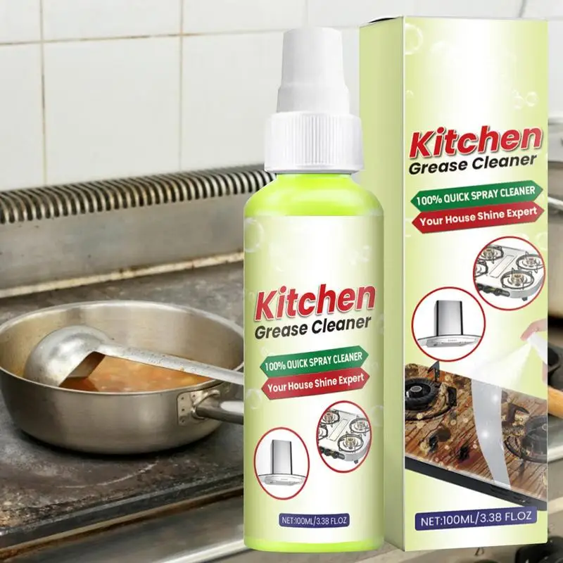 Kitchen Grease Cleaner Powerful Foaming Grease Remover Multi-purpose Kitchen Spray Cleaner Degreaser 100ml Household Cleaners