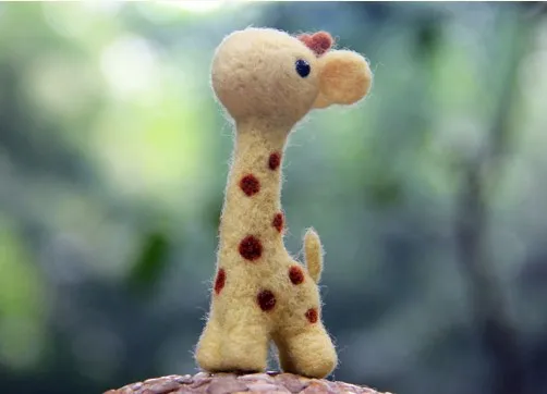giraffe wool needlepoint kit needle felt Needlecraft felting DIY handcraft handmade needlework art supplies tool plus