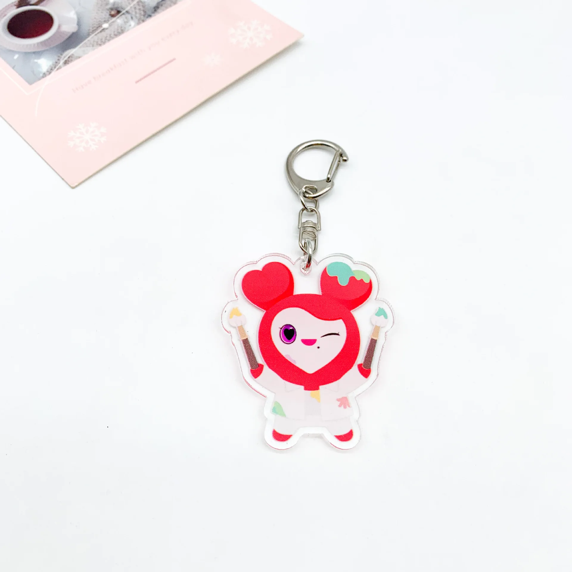 Kpop Twice Cartoon Image Two-sides HD Photo Printing Acrylic Keychain Momo Sana Cute Korean Style Metal Pendant Keyring Fan Gift