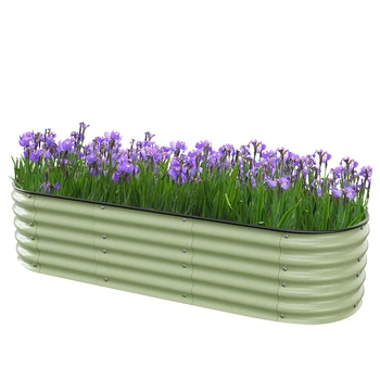 43 cm Tall Outdoor Metal Raised Garden Bed Durable Galvanized Cold Rolled Steel Planter Box for Vegetables Flowers Fruits