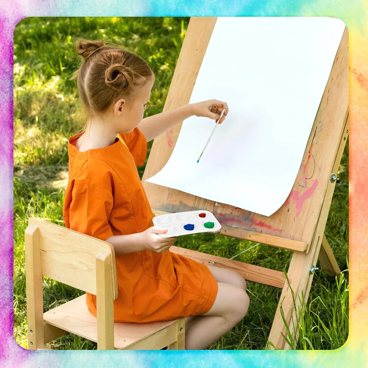 Weiße Aquarellpalette aus Kunststoff, 6-fach rechteckige Farbpaletten, Farbtablettpaletten, Farbtabletts für Kinder, zum Malen, D – Detail 1