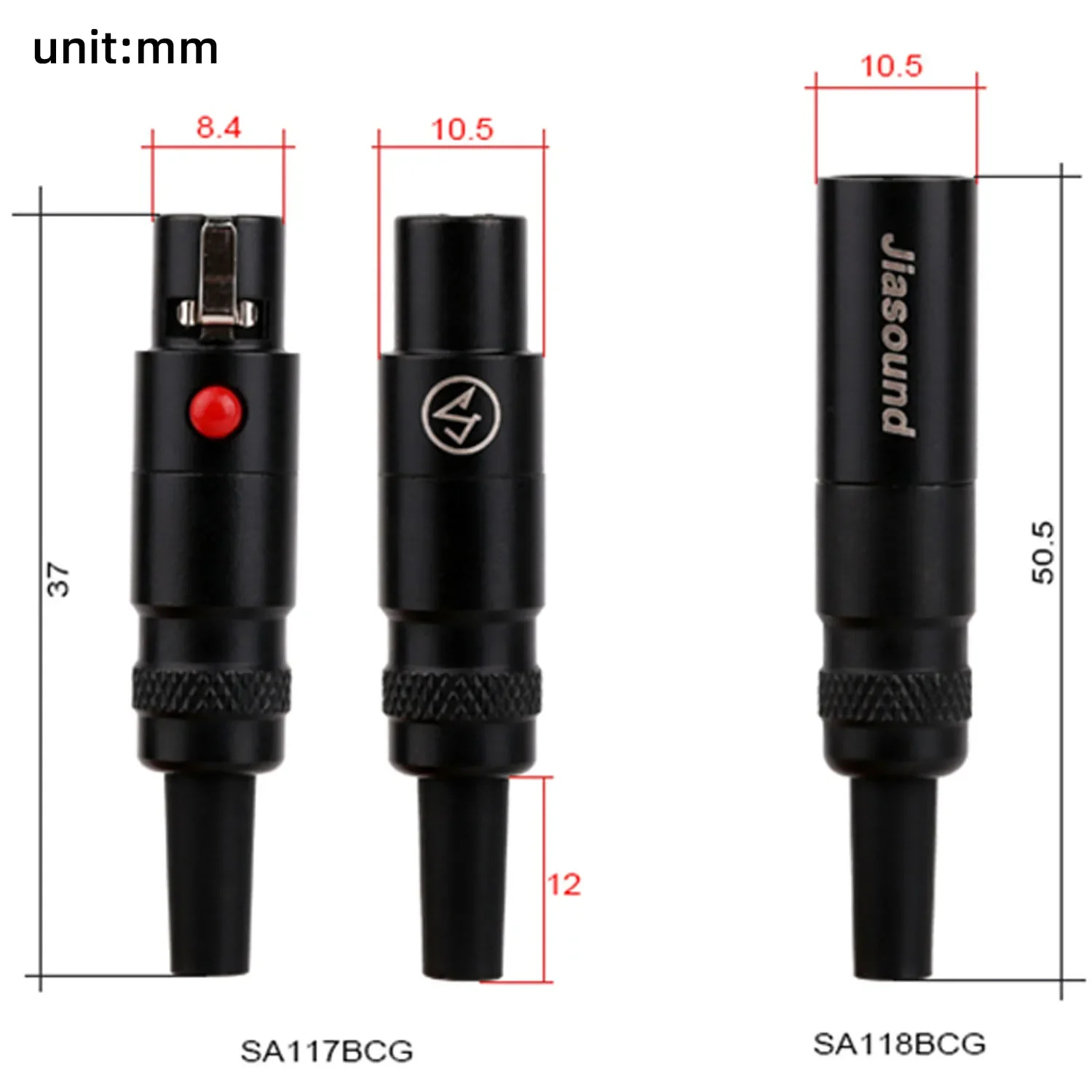 High Quaility 2 Pin 3 Pin 4 5 6 MINI XLR 4 Core Female Plug and Male Plug Wireless Microphone Head