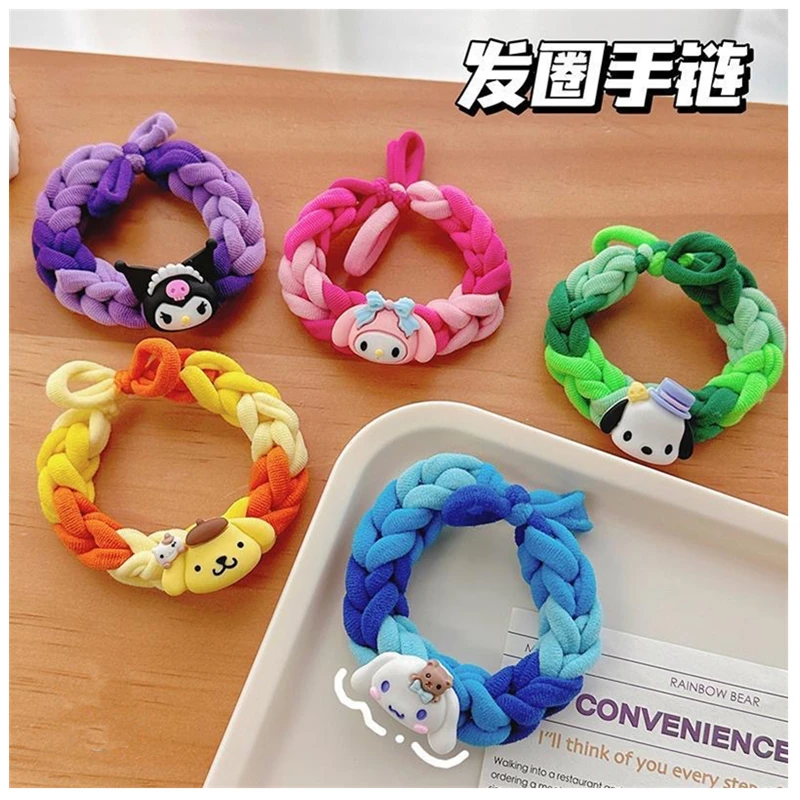 

Anime Sanrio Leather Band Diy Woven Bracelet Hello Kitty My Melody Kuromi Cinnamoroll Cartoon Couple Bestie Bracelet Gift