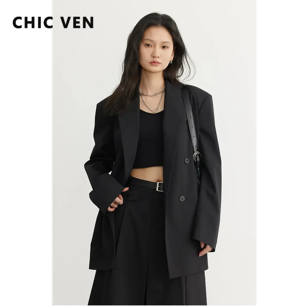 CHIC VEN Fashion Women's Blazer Double-breasted Jacket Coat Official Lady Tops Woman Cloth Female Outerwear Spring Autumn