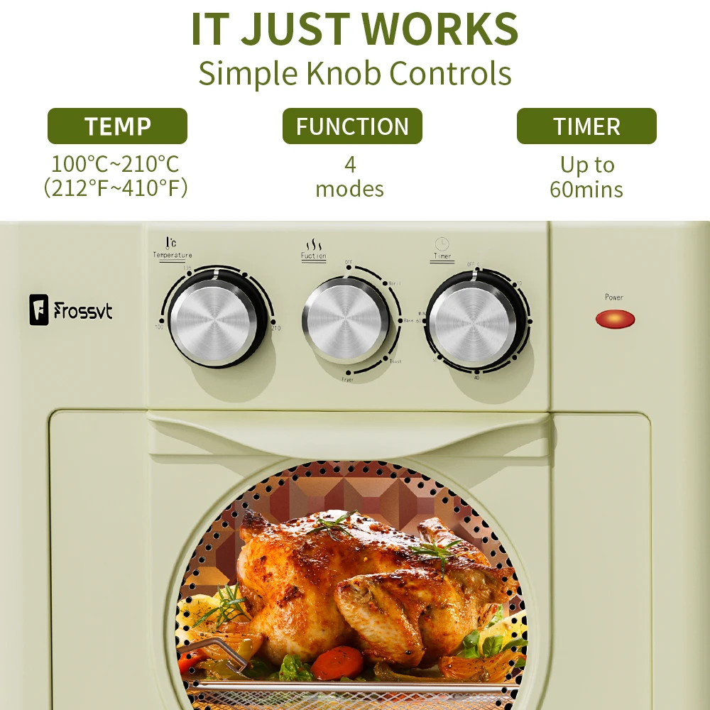 18L Retro Air Fryer Toaster Oven