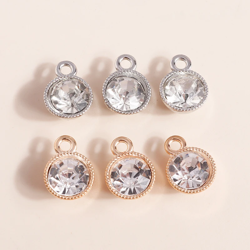 20 Stück 10 x 13 mm niedliche Mini-Kristall-Runde Charms-Anhänger für Schmuckherstellung, Halsketten, Ohrringe, Armbänder, DIY-Bastelzubehör
