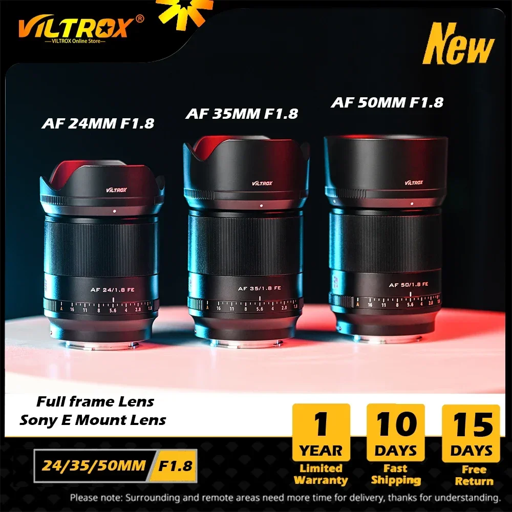 

VILTROX 24mm 35mm 50mm Lens F1.8 E Auto Focus Lens Full Frame AF Lens for Sony E Mount Sony Lens a6000 a6400 A7III Camera Lenses