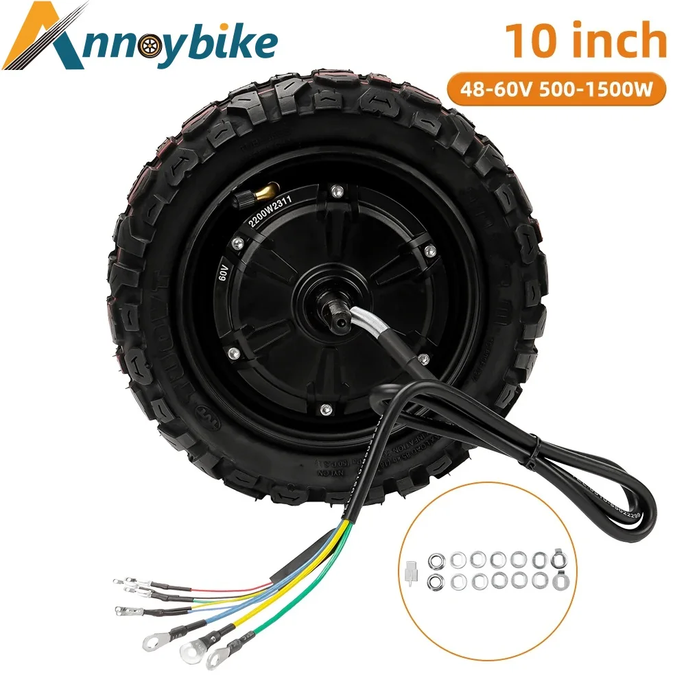 10 inch Hub Motor 48V1200W 1500W 60V72V2200W Off-road Tubeless Tire Electric Vehicle Scooter Generation Driving Hub Motor