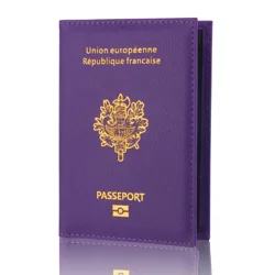 Elegant PU Leather Passport and Bank Card Holder - Unisex Travel Document Wallet (PURPLE)