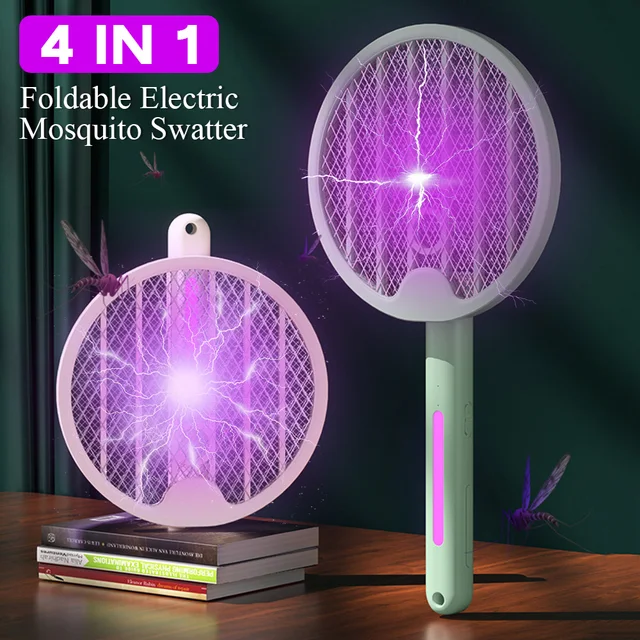 2023 4 In1 Újratölthető Szúnyoggyilkos Lámpa Elektromos Sokkoló Szúnyog Swatter Usb Rovar Ütő Zapper Szúnyogcsapda Légycsapda