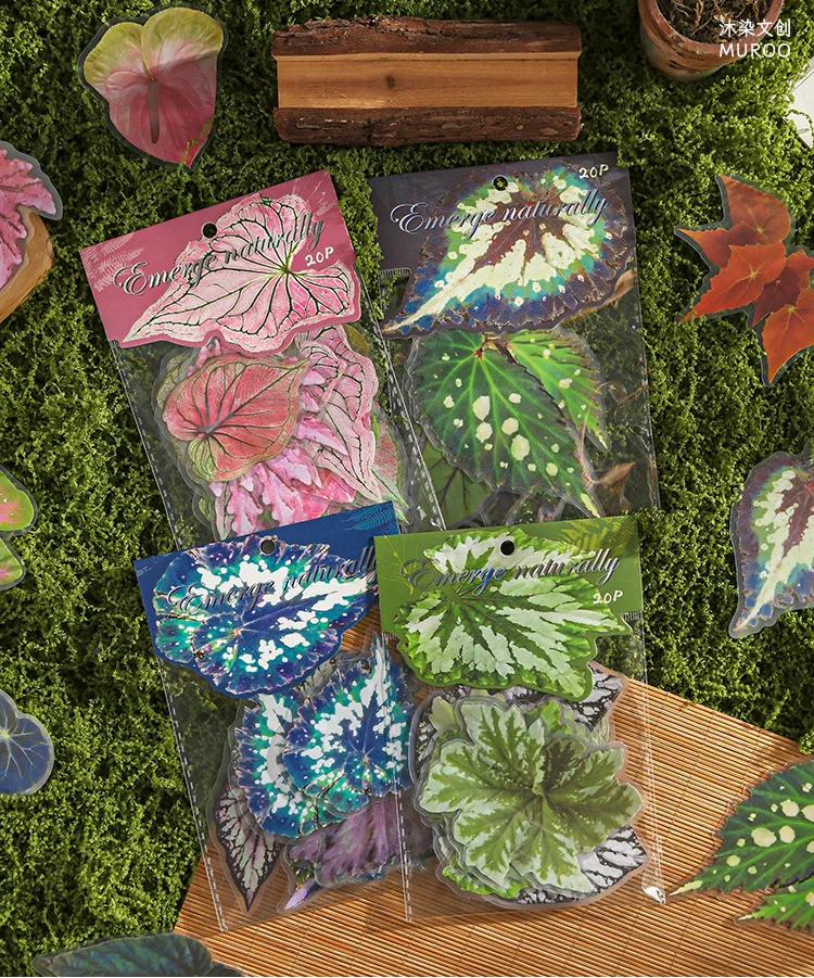 20 pcs Plants Flowers Leaf PET Sticker pack Hand Account Collage Junk Journal Planner Scrapbooking Decor Stationery Stickers
