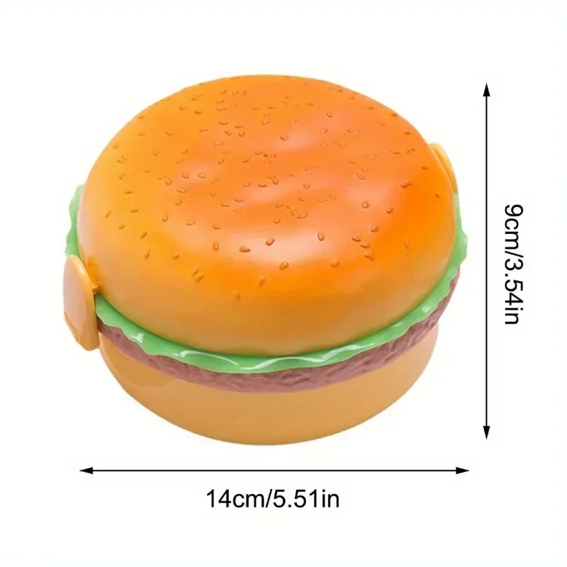 Cute Double-layer Hamburger Lunch Box Food Grade Student Children Lunch Box Microwave Heatable Bento Boxs Outdoor Food Packaging