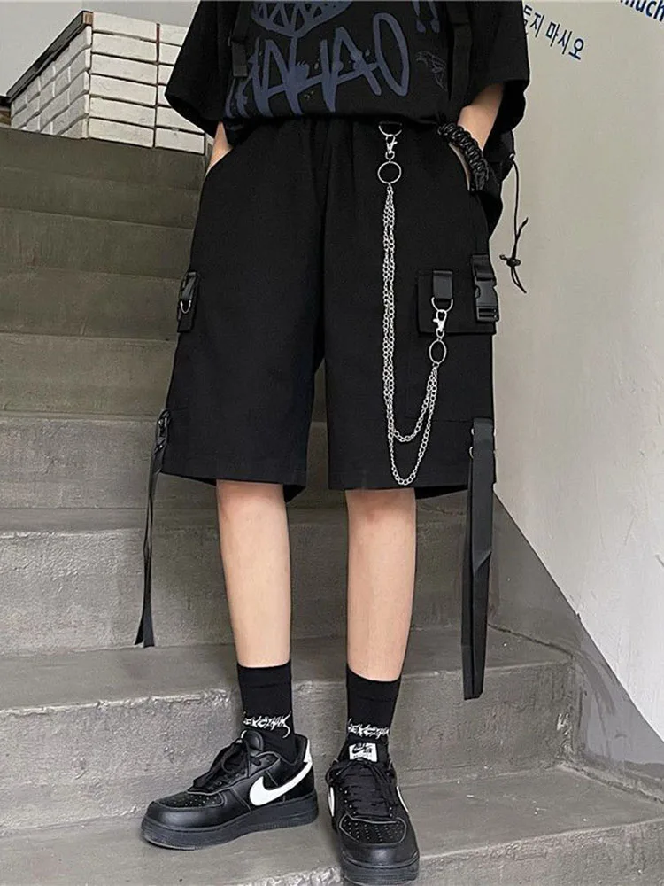 

Zoki Gothic Chain Bf Streetwear Cargo Shorts Fashion Oversize Hip Hop Women Harajuku Shorts Summer Korean High Waist Shorts New