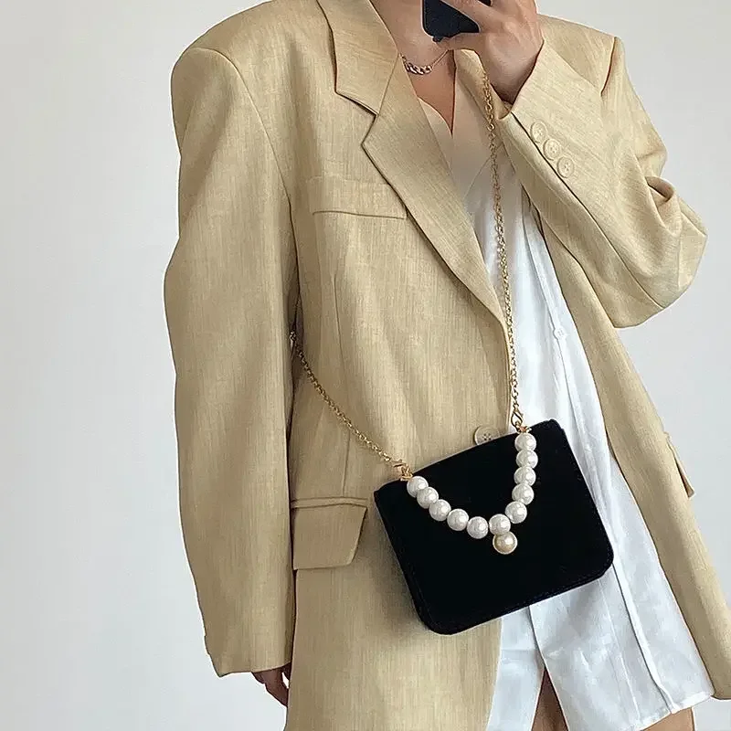 Women Shoulder Bag Vintage Small Square Shoulder Bag for Women Pearl Chain Ladies Tote Handbags Evening Clutch Purse Fashion Female Crossbody Bags crossbody bag,women shoulder bag