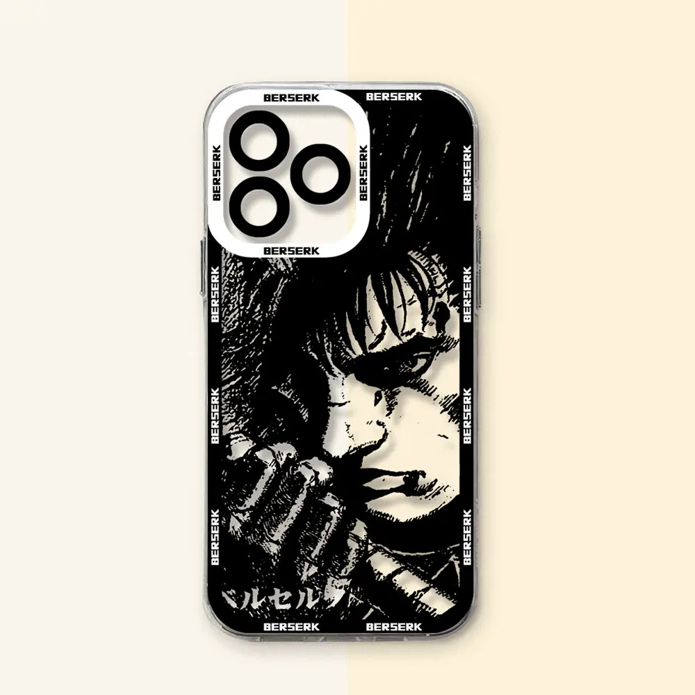 thumbnail image 1 of Funda de teléfono Berserk Guts para iPhone, carcasa transparente de Anime de sangre caliente para iPhone 16, 15, 14, 13, 12, 11, Mini Pro Max, X, XR, XSMax, 7, 8 Plus, SE20, nueva, 1 of 5