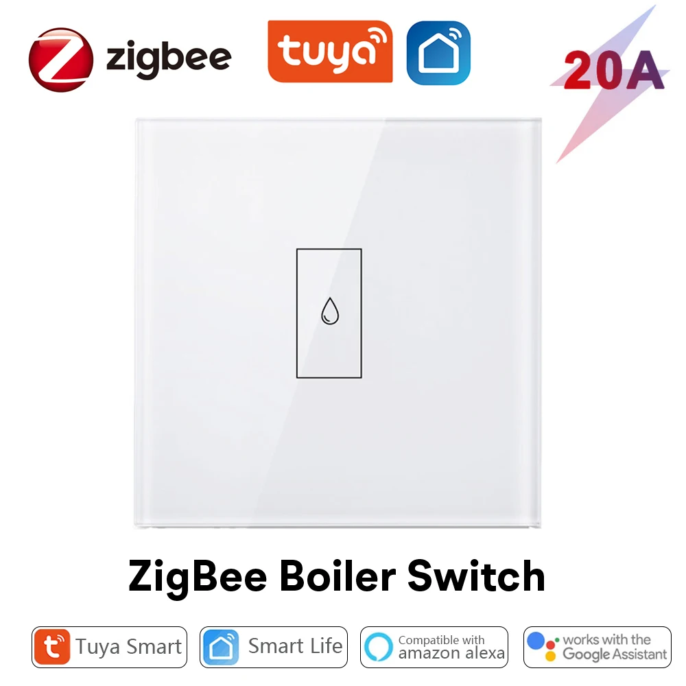 Tuya ZigBee Smart Boiler Switch 20A 4400W High Power Circuit Breaker Relay for Electric Water Heater App Remote Control Timer