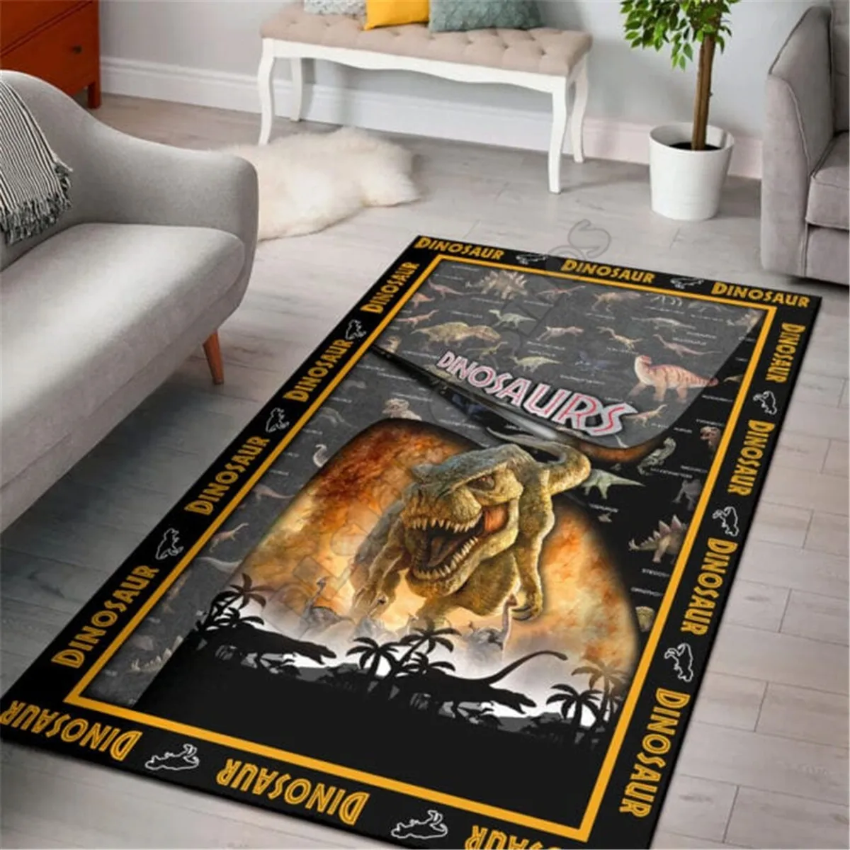 

Dinosaur Lover Rectangle Rug 3D Print Rug Parlor Mat Area Rug Anti-slip Large Carpet Rug Living Room Decor 04