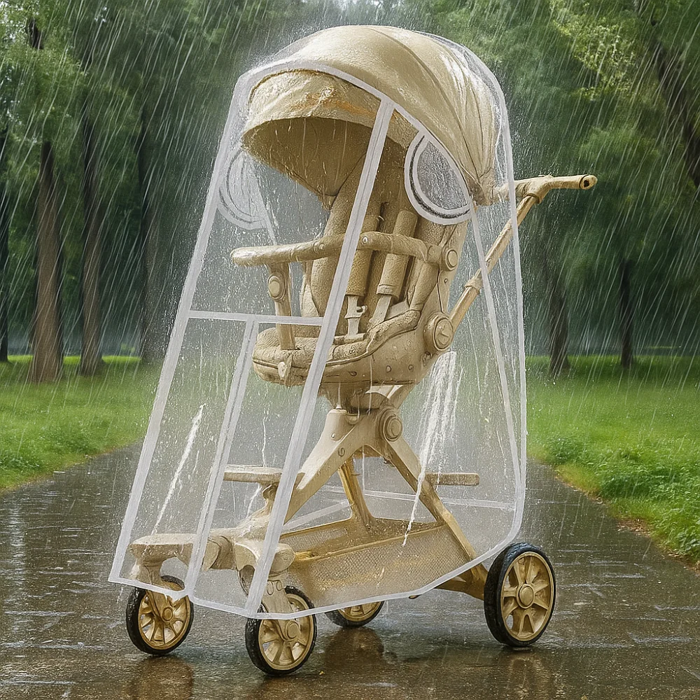 Transparent Baby Strollers Rainproof Cover Windproof Waterproof Baby Pram Rain Cover Nobstructed View Travel Pushchair Raincoat