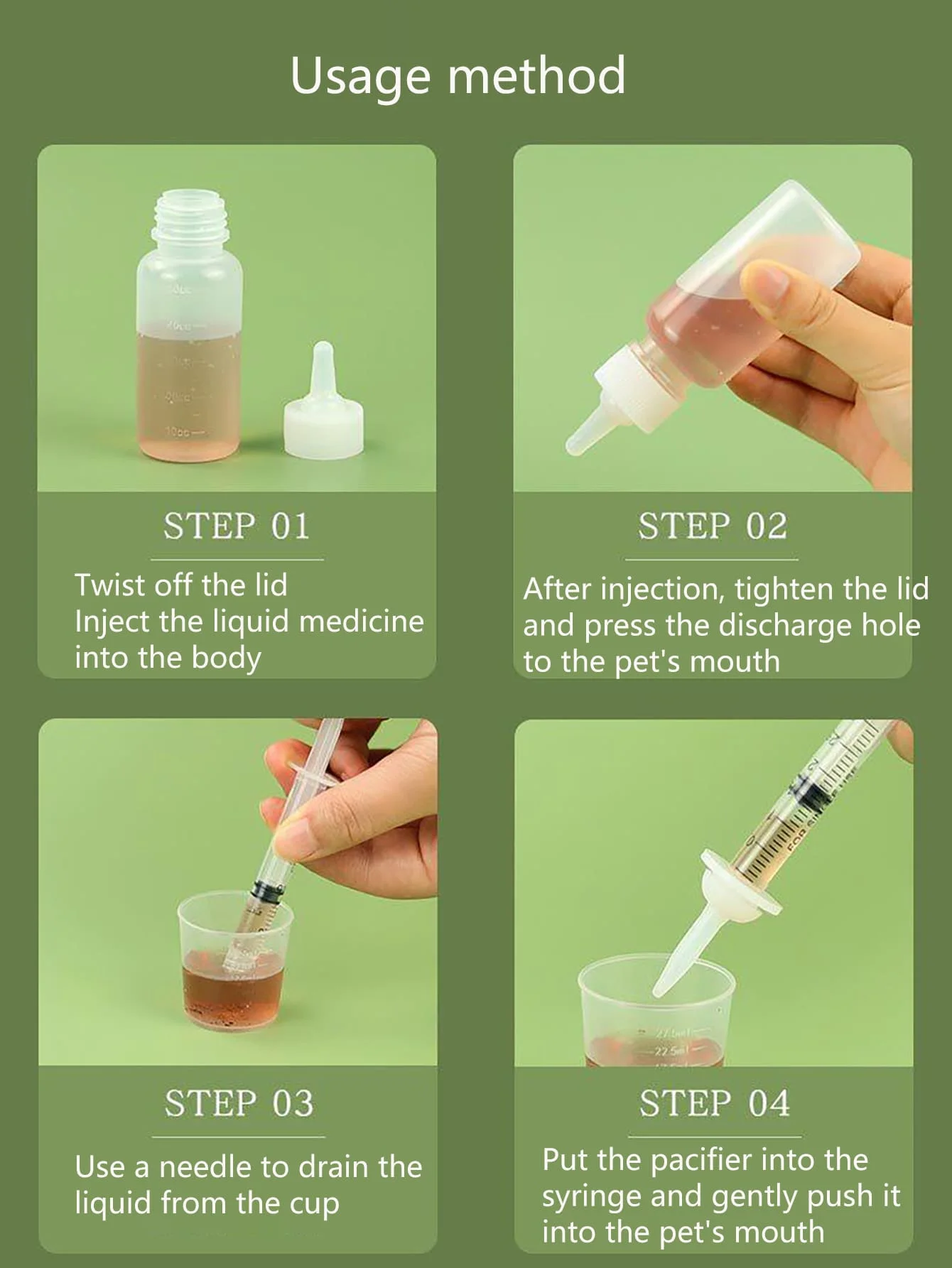 1set-Comfortable grip small pet nursing bottle set - easy to clean kitten bottle feeder set