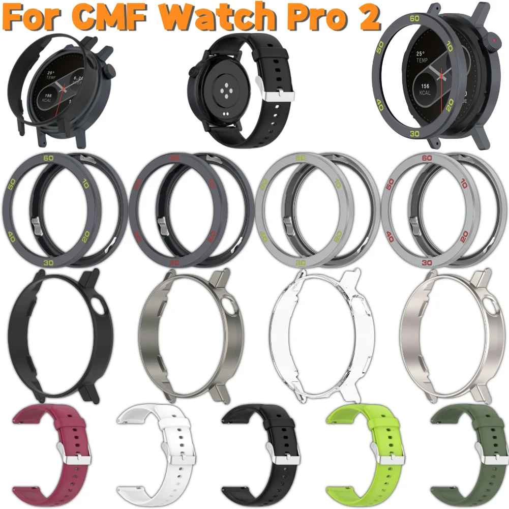 Premium Metal Bezel Watch Case with Tempered Glass Screen Protector and Strap Cover