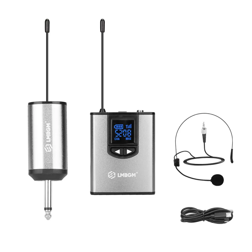 LMBGM-MK36 UHF Wireless Microphone System Mini Bodypack Lavalier/Headset Mics Metal Material Long Battery Life for Live,Teaching