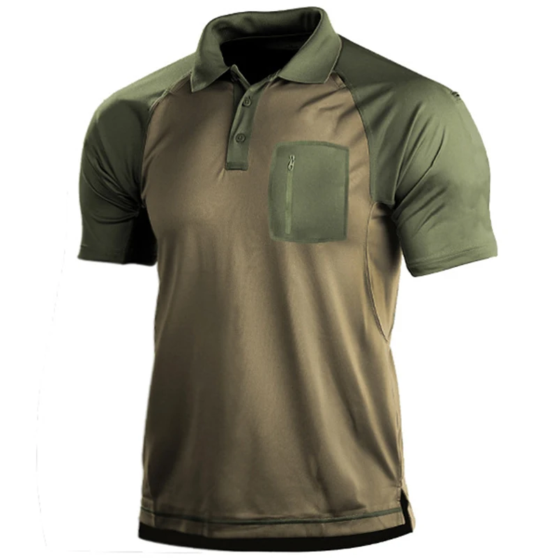 

Mens Outdoor Summer Tactical Shirt Military Plus Size Short Sleeve Hunting Shirt Male Polo Sport Henry T-Shirt
