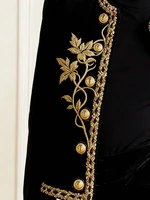 Modigirl femme automne hiver or brodé vestes 2025 nouveau velours à manches longues col rond bouton vacances de noël dames manteau 2