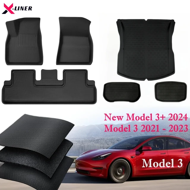 Newest Tesla Model 3+ 2024 Floor Mats 2023-2021 LHD RHD Model 3 Highland  Weather Floor Liners Anti-slip Trunk Mat Cargo Liners - AliExpress